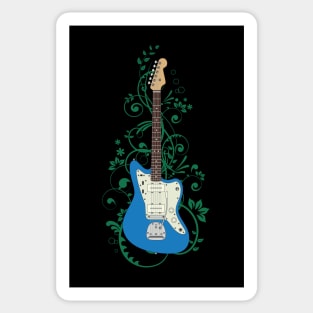 Blue Offset Style Electric Guitar Flowering Vines Sticker